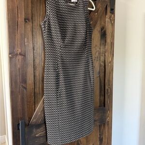 Calvin Klein Black and White Geometric Midi Dress